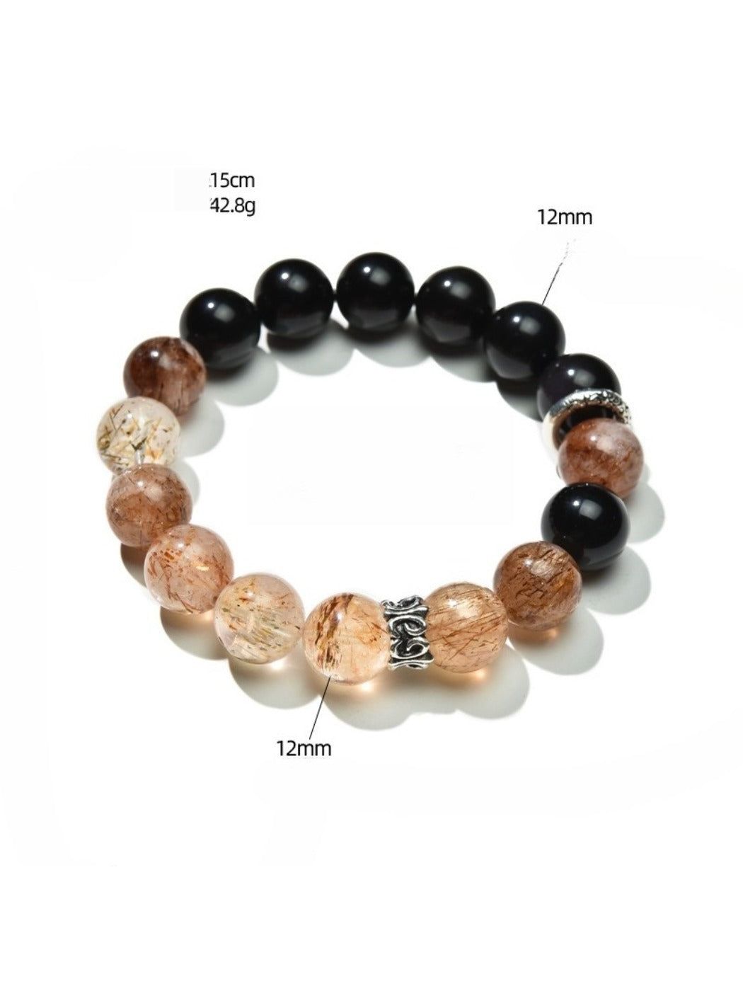 Lovra Crystal Obsidian Beaded Bracelet worn on wrist with natural lighting emphasizing bead gloss