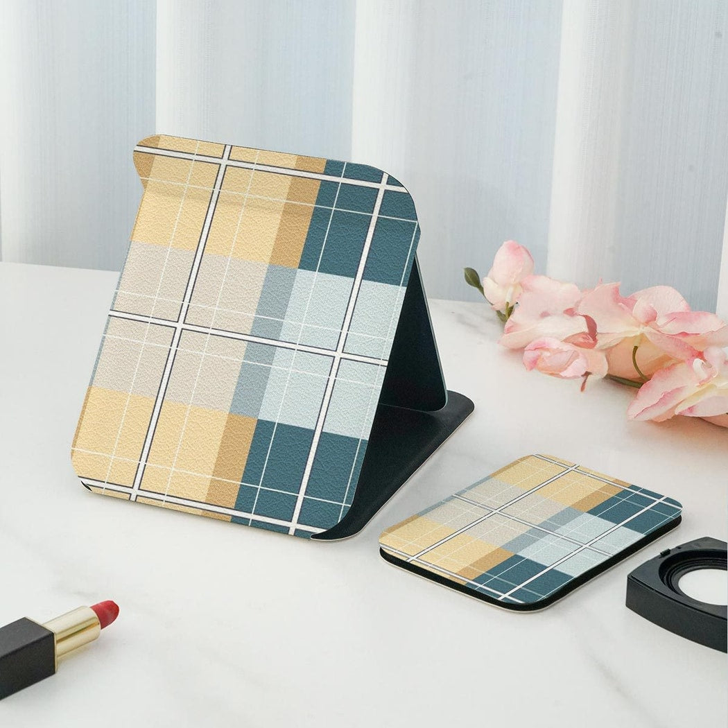 Mirroray - Plaid Pattern Folding Touch-Up Makeup Mirror