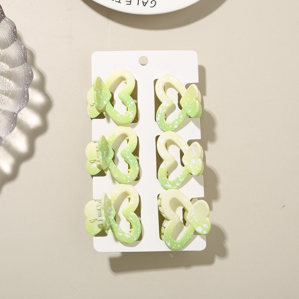 Beau - 6 Piece Heart Design Claw Hair Clips Set