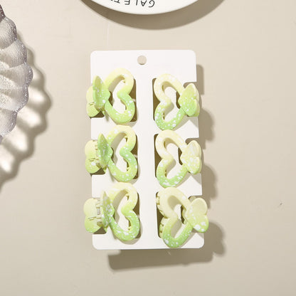 Beau - 6 Piece Heart Design Claw Hair Clips Set