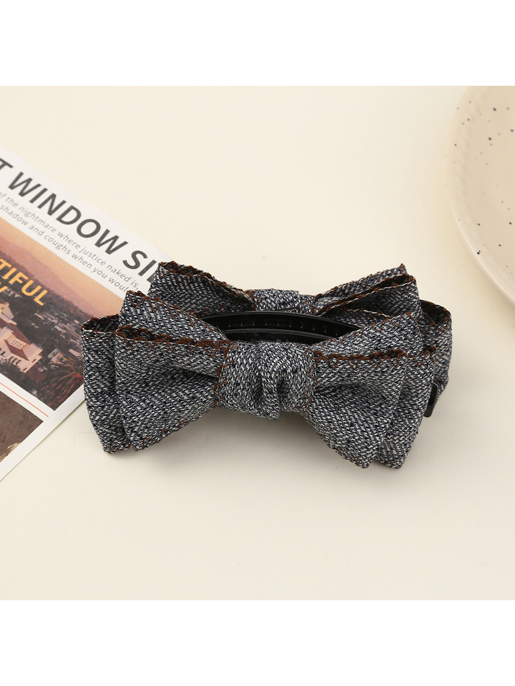 Beau - Textured Bow Bun Styling Banana Clip