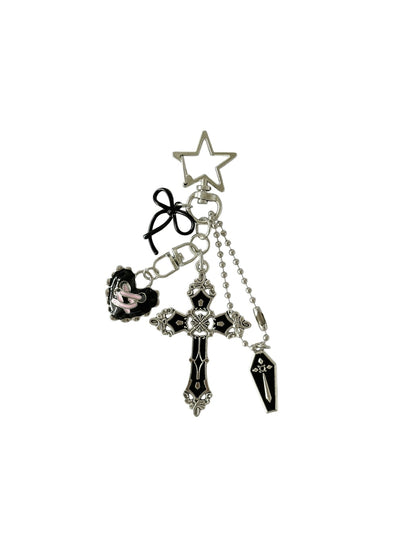 Keypus - Gothic Cross Heart Charm Alloy Bag Pendant Keychain