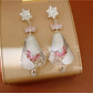 Earedge - Vintage Floral Drop Rhinestone Dangle Earrings