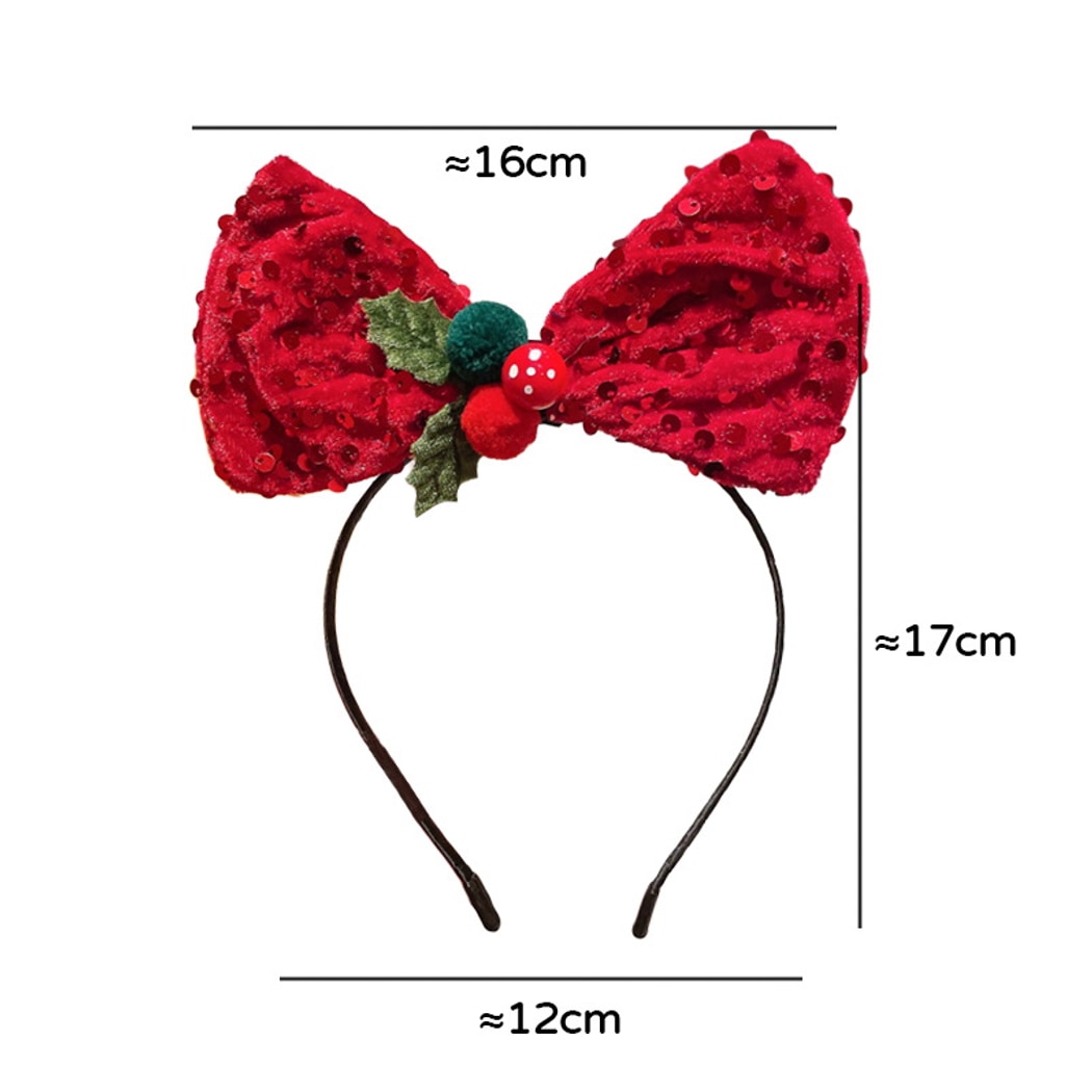 Gifty - Christmas Sequin Pom Pom Bow Headband