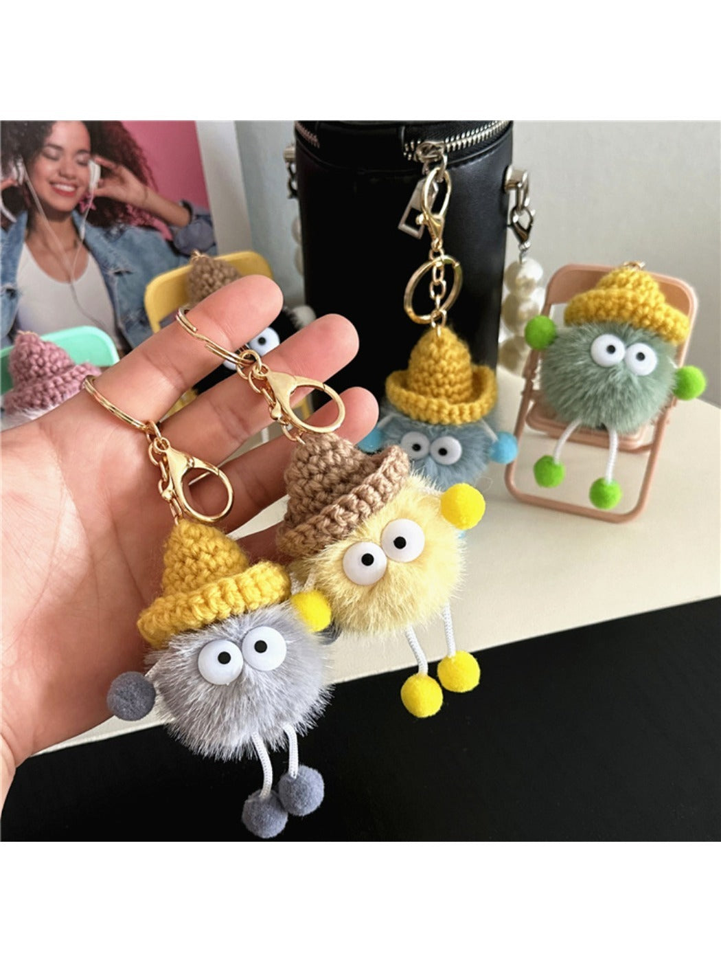 Keypus - Adorable Pompom Bag Charm Keychain
