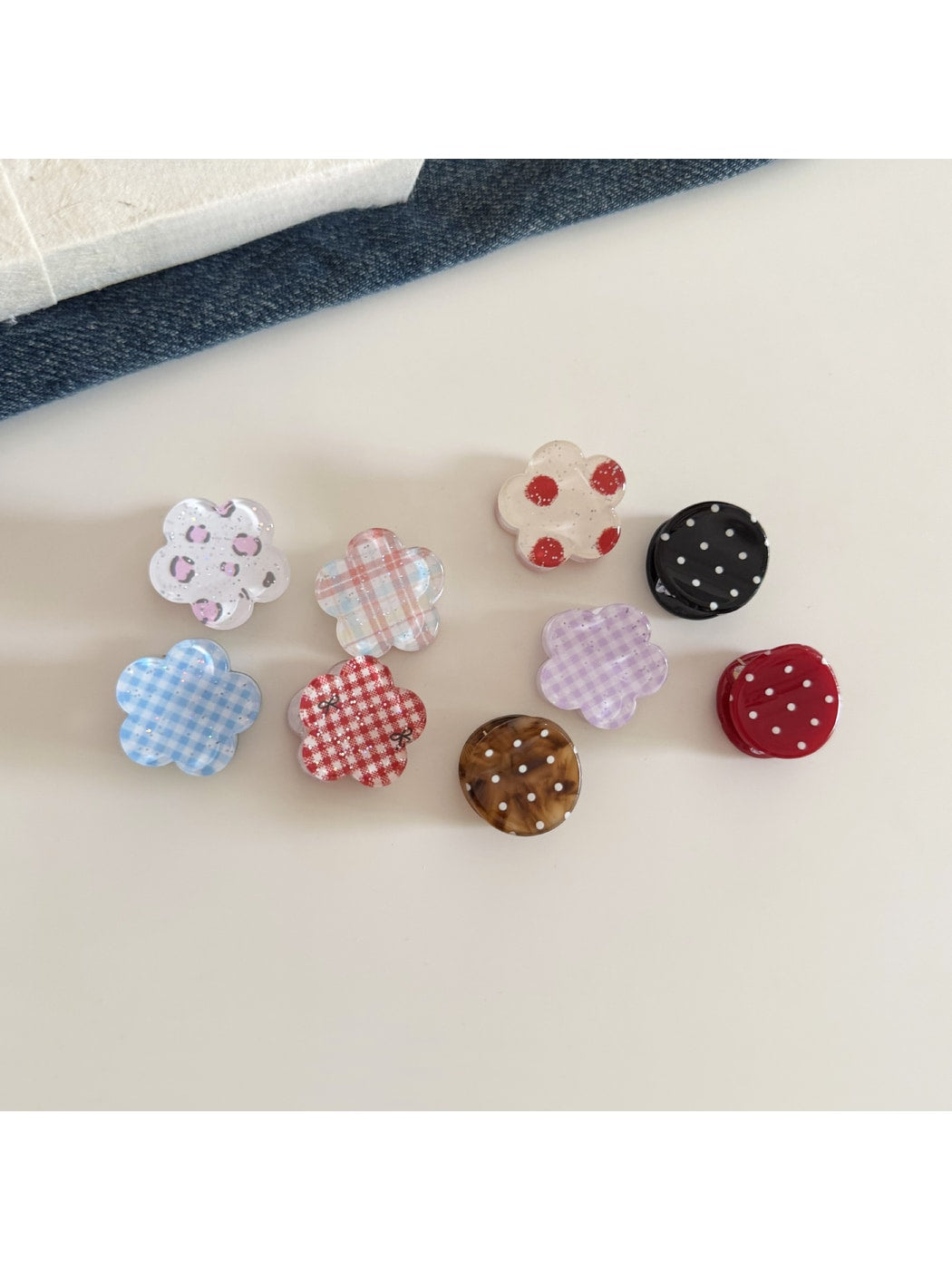 Beau - Floral Plaid and Polka Dot Mini Claw Clip