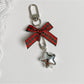 Keypus - Five Point Star Bow Flocked Holiday Keychain