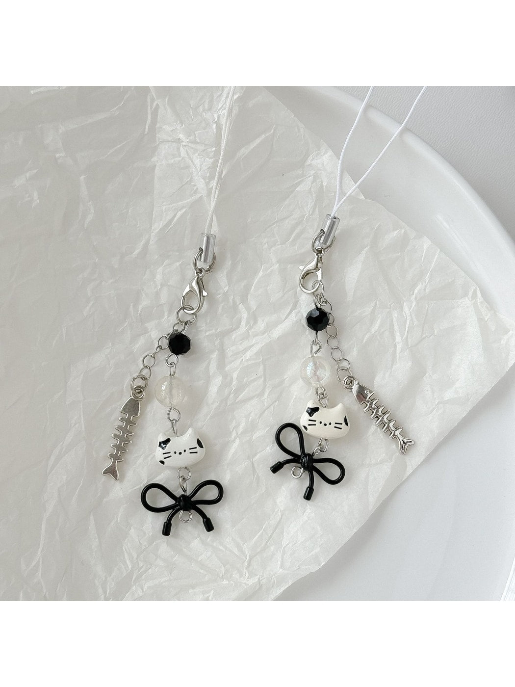 Keypus - Kitty Fishbone Charm Phone Pendant Keychain