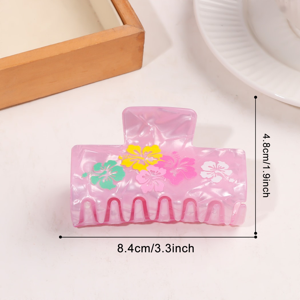 Beau - Sweet Style Pink Flower Pattern Claw Clip