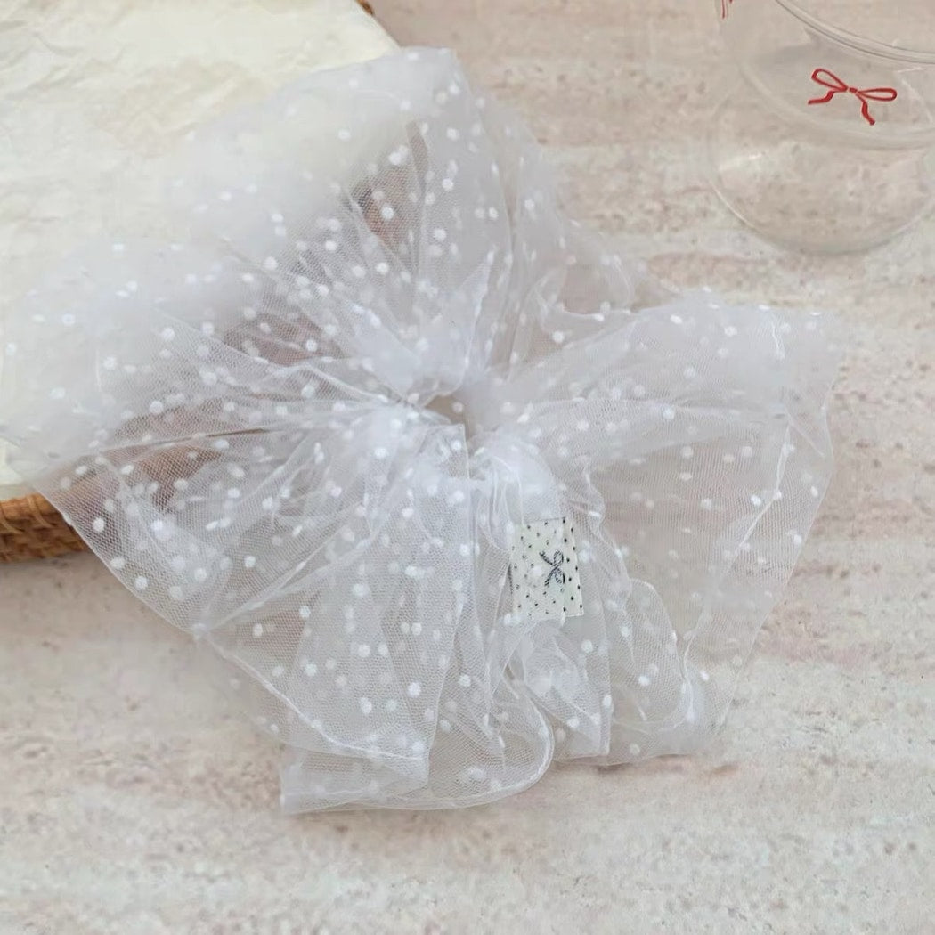 Gifty - Polka Dot Sheer Mesh Ponytail Scrunchie
