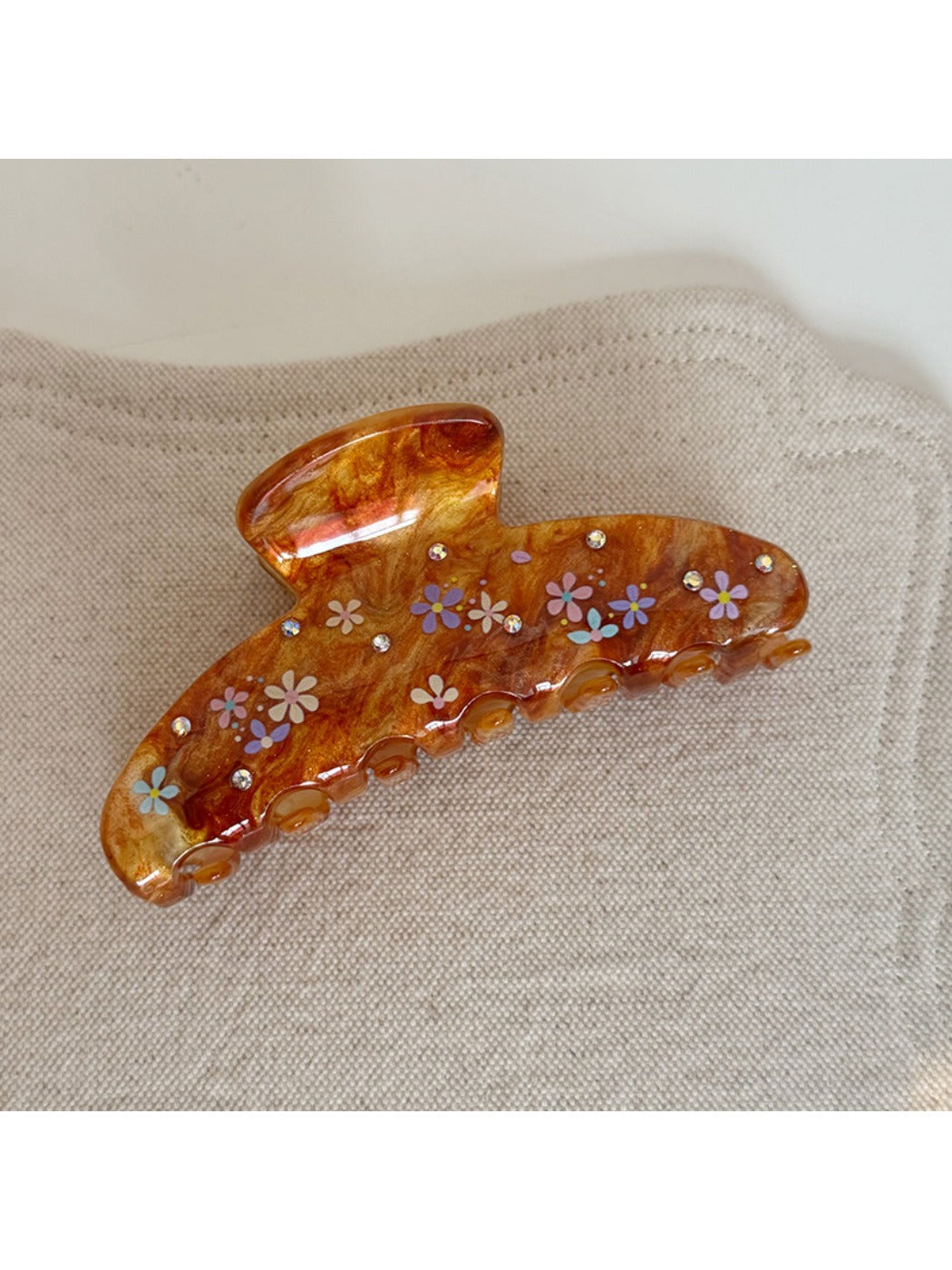 Beau - Vintage Floral Half Circle Claw Clip