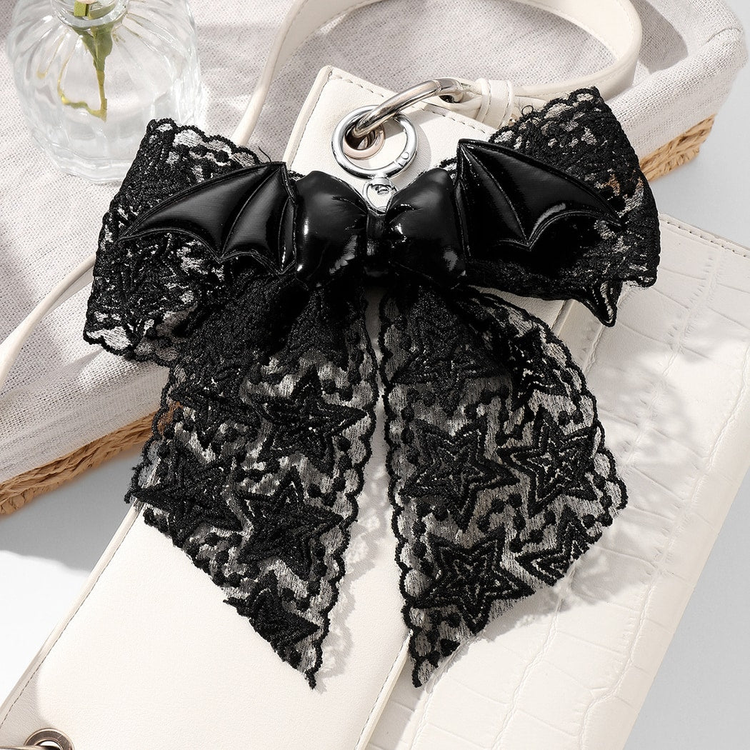 Keypus - Halloween Black Lace Bow Keychain