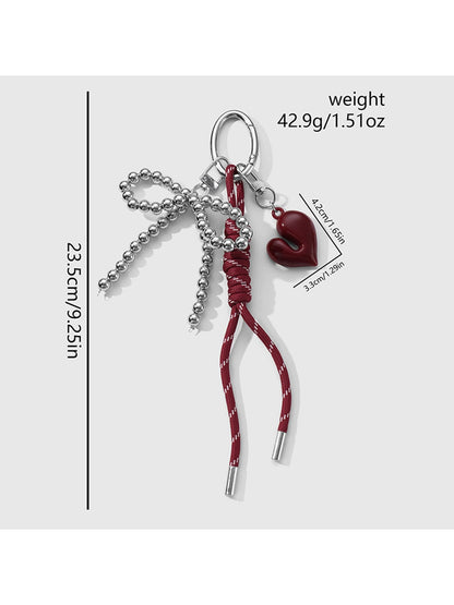 Keypus - Y2K Bow Heart Beaded Cord Bag Charm Keychain