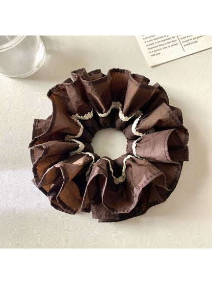 Gifty vintage dark double layered scrunchie packaged in a clear plastic bag