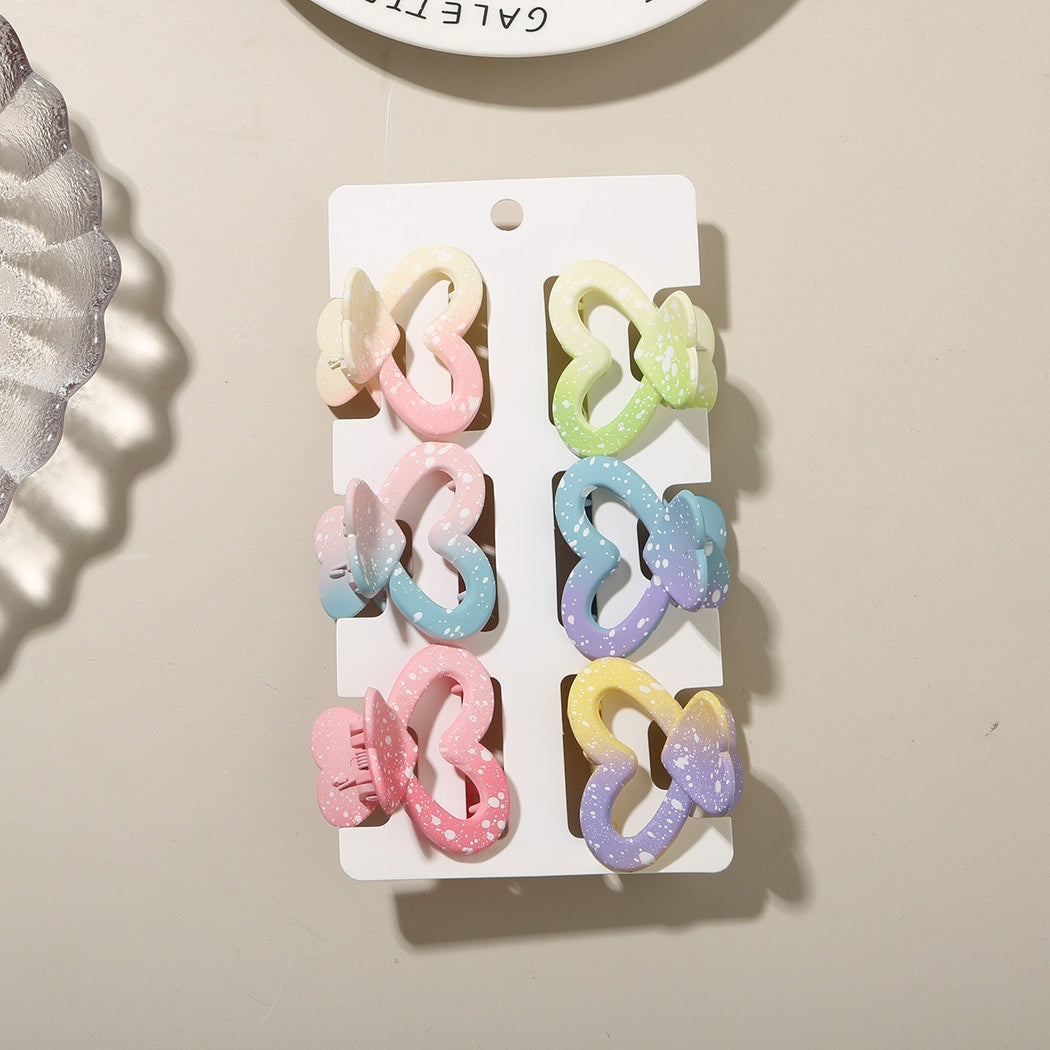Beau - 6 Piece Heart Design Claw Hair Clips Set