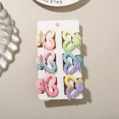 Beau - 6 Piece Heart Design Claw Hair Clips Set