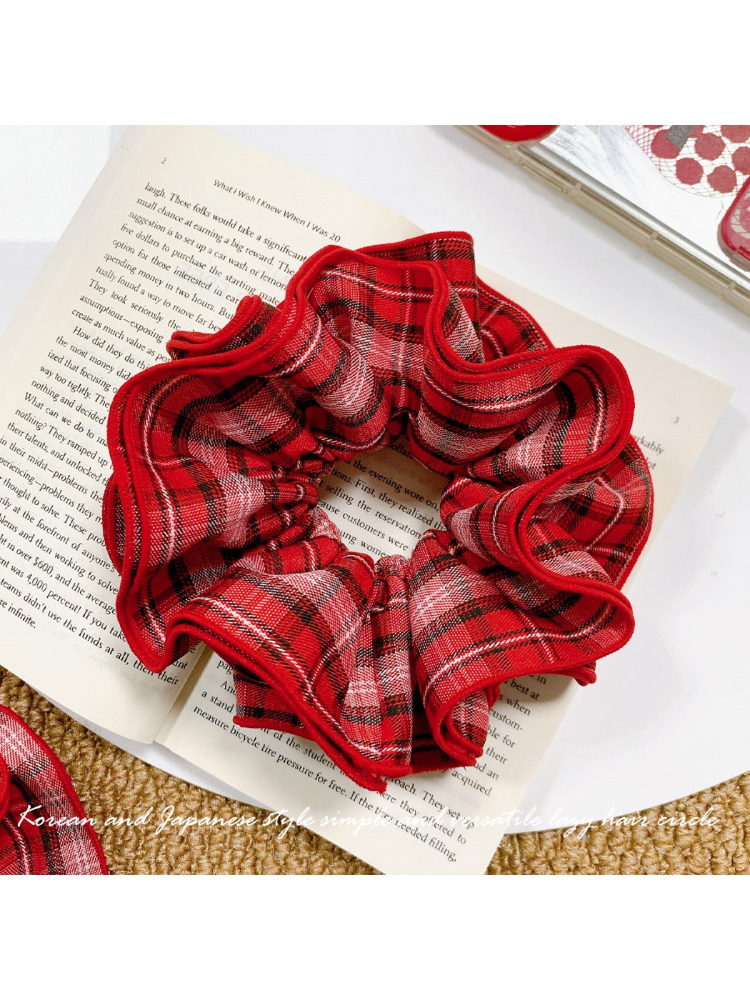 Gifty - Red Plaid Hair Ring