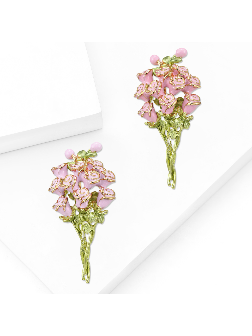 Brovia - Rose Bouquet Enamel Alloy Fashion Brooch Pin
