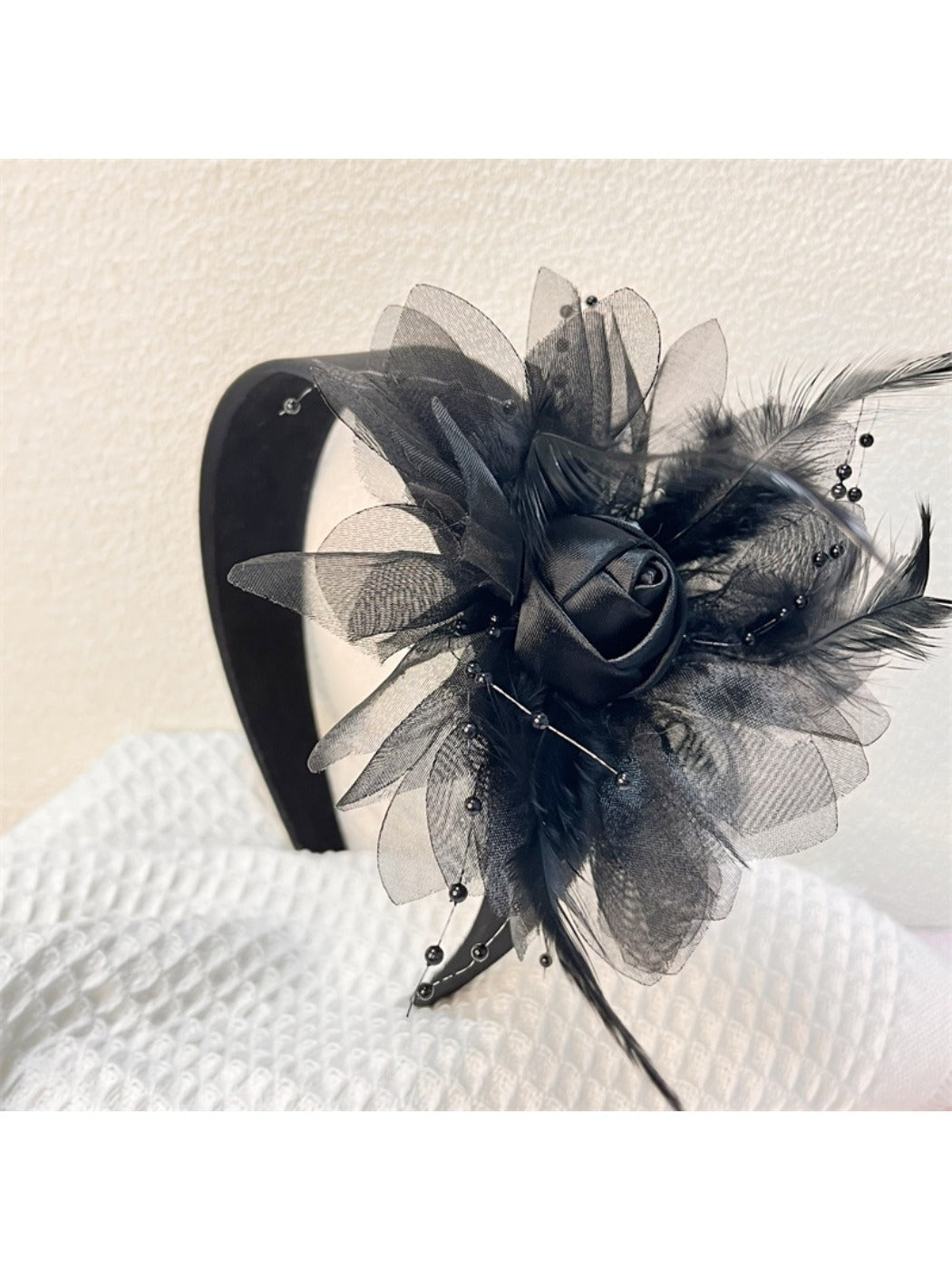 Gifty - Feather And Floral Embellished Headband