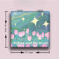 Mirroray Simple Tulip Patterned Square Vanity Face Mirror with simple tulip pattern and floral design