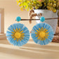 Close-up of earring clasp and back of the sunflower shaped earrings