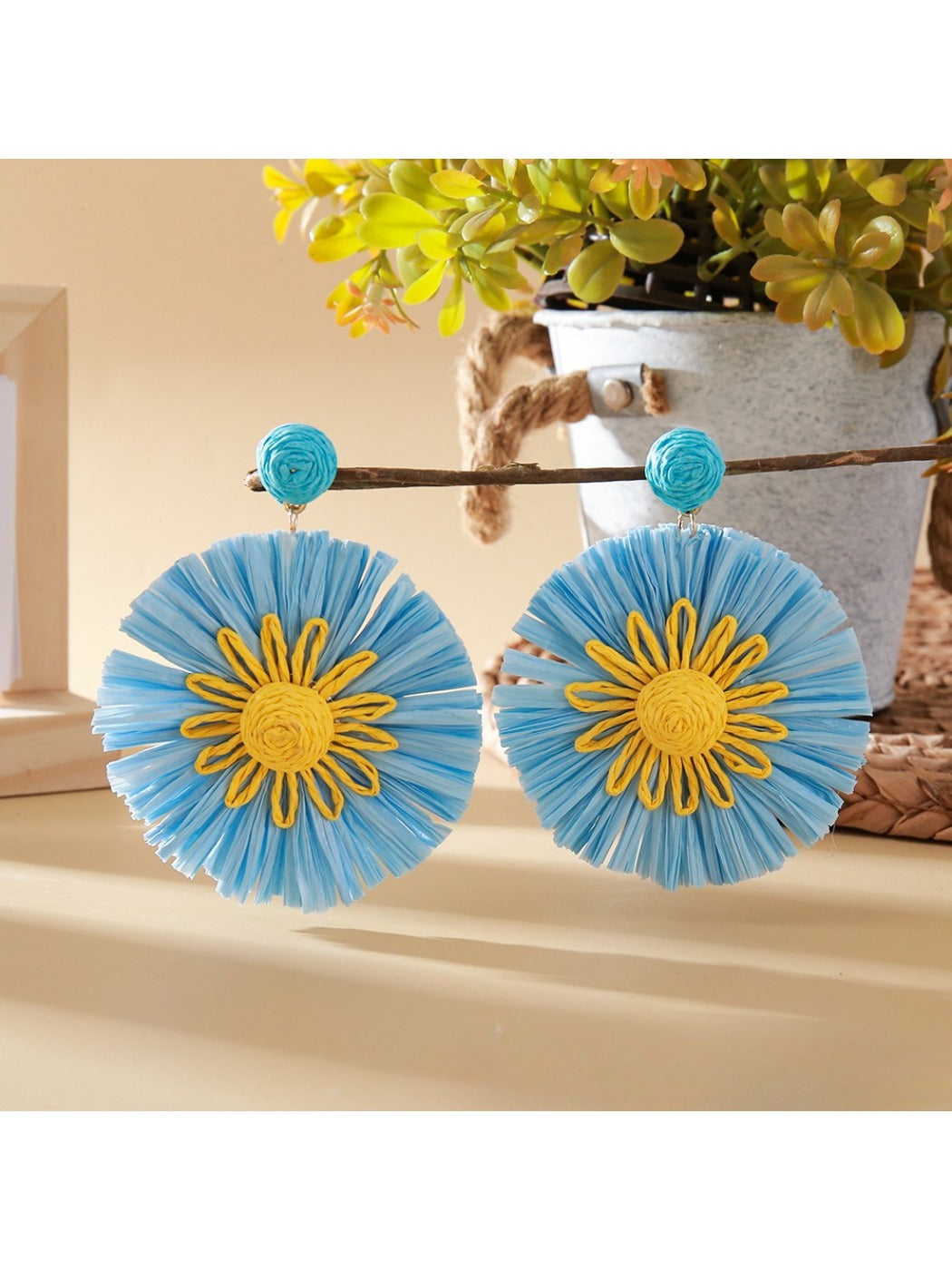 Close-up of earring clasp and back of the sunflower shaped earrings