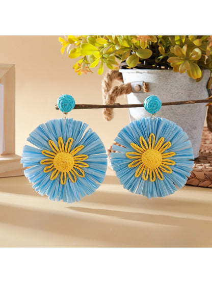 Close-up of earring clasp and back of the sunflower shaped earrings