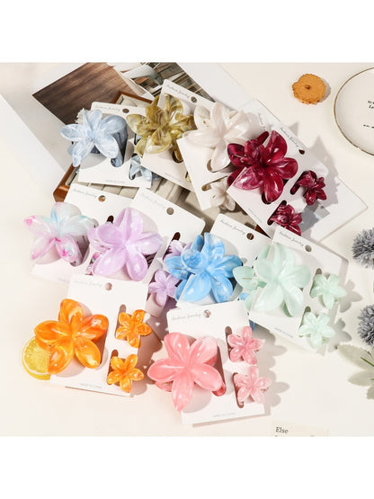 Beau - Marbled Frangipani Hair Clips Set