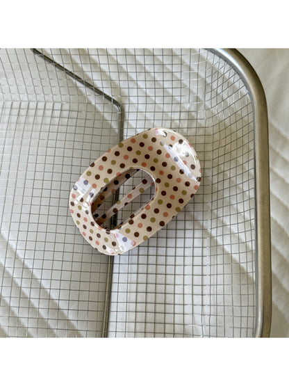 Beau - Vintage Style Printed Oval Acrylic Hair Clip