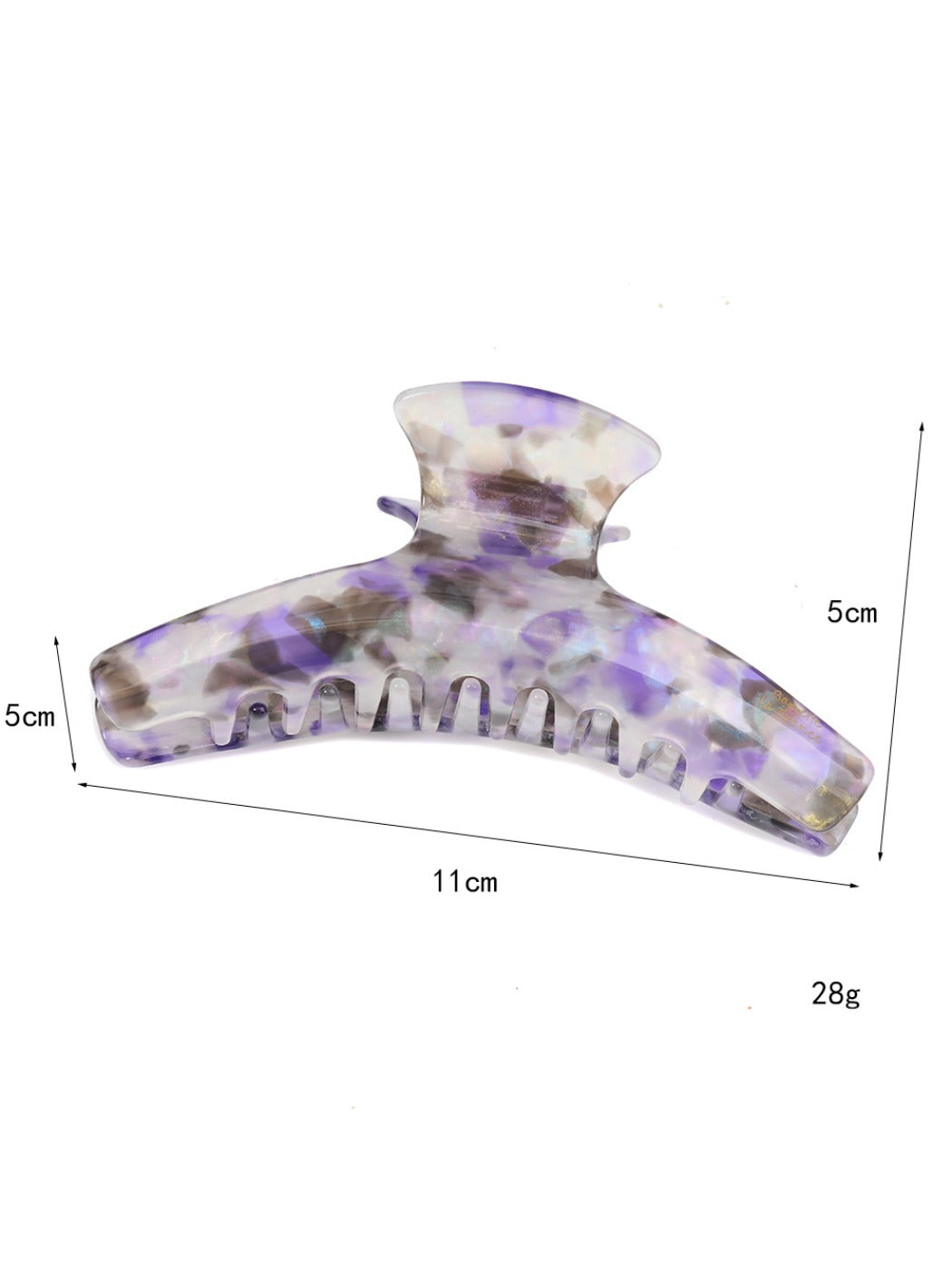 Beau acetate curved claw clip open, displaying curved teeth design
