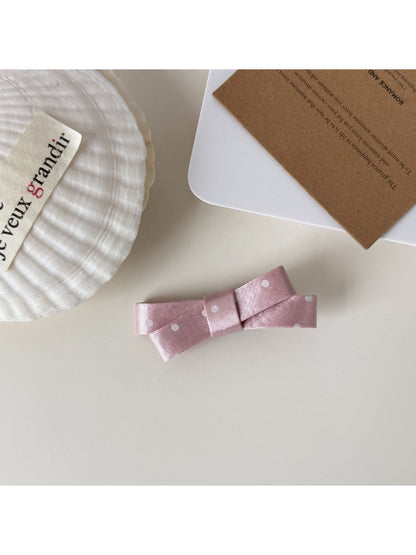 Beau - Polka Dot Satin Bow Duckbill Hair Clip
