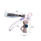 Side view of the cat shaped fabric keychain highlighting its thickness and stitching