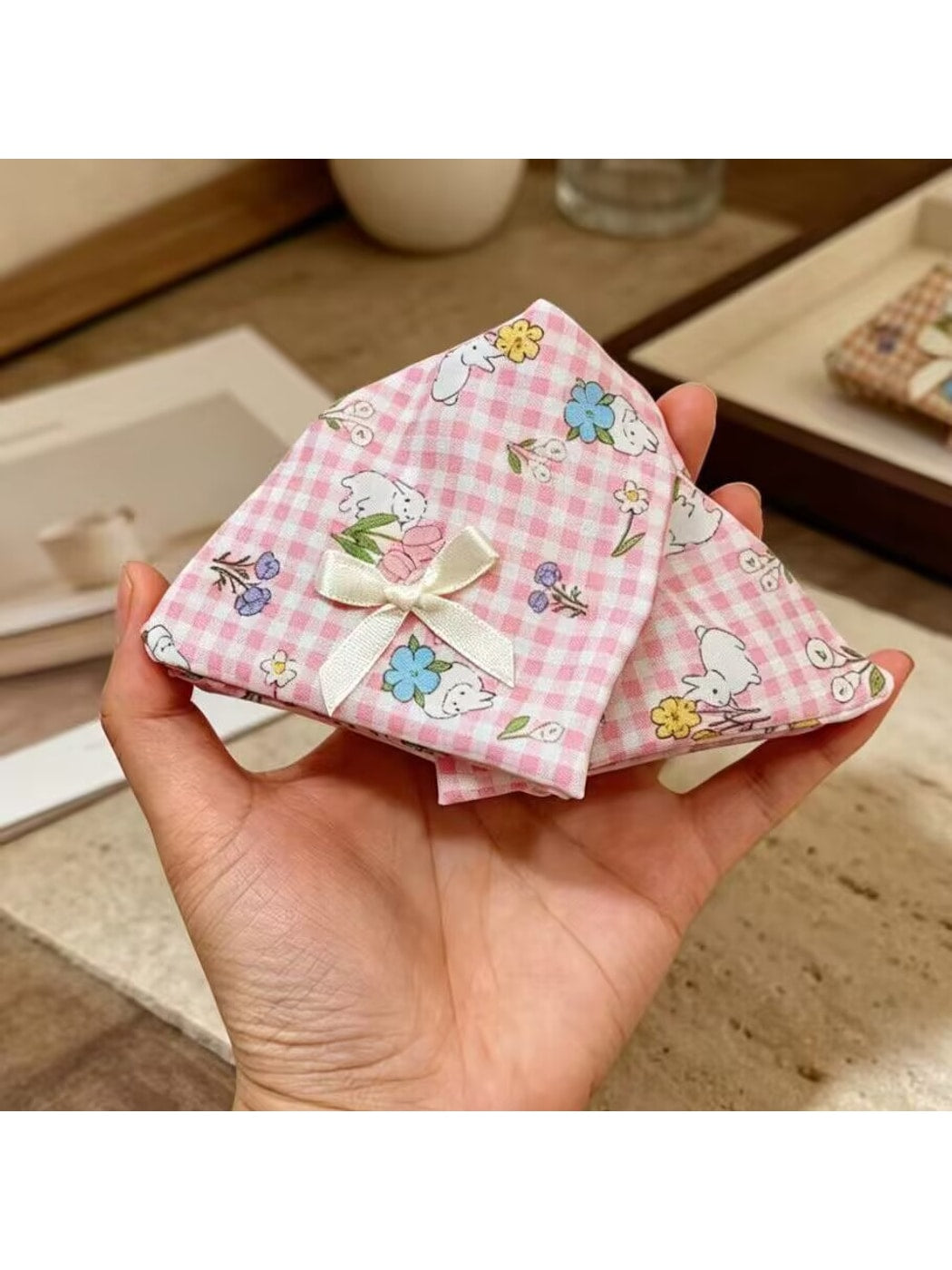 Beau - Bow Floral Rabbit Print Fabric Claw Clip