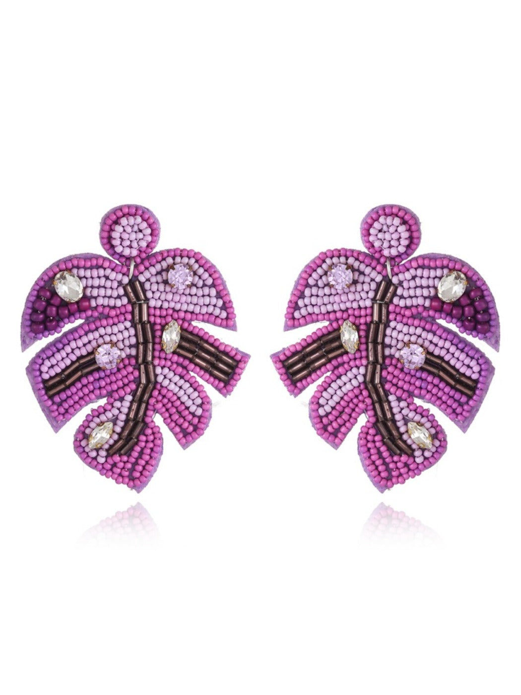 Earedge - Multi Hued Leaf Shaped Earrings
