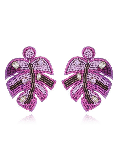 Earedge - Multi Hued Leaf Shaped Earrings