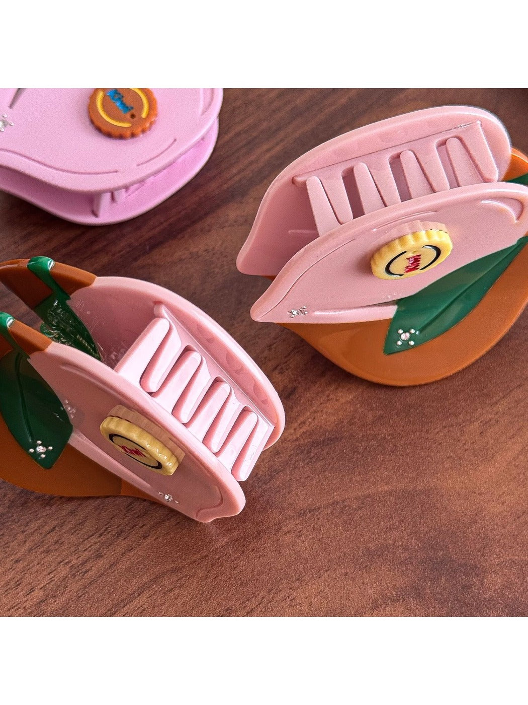 Beau - Peach Shaped Hair Claw Clip Acetate Material