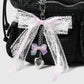 Keypus - Pink Lace Bow Heart Charm Keychain