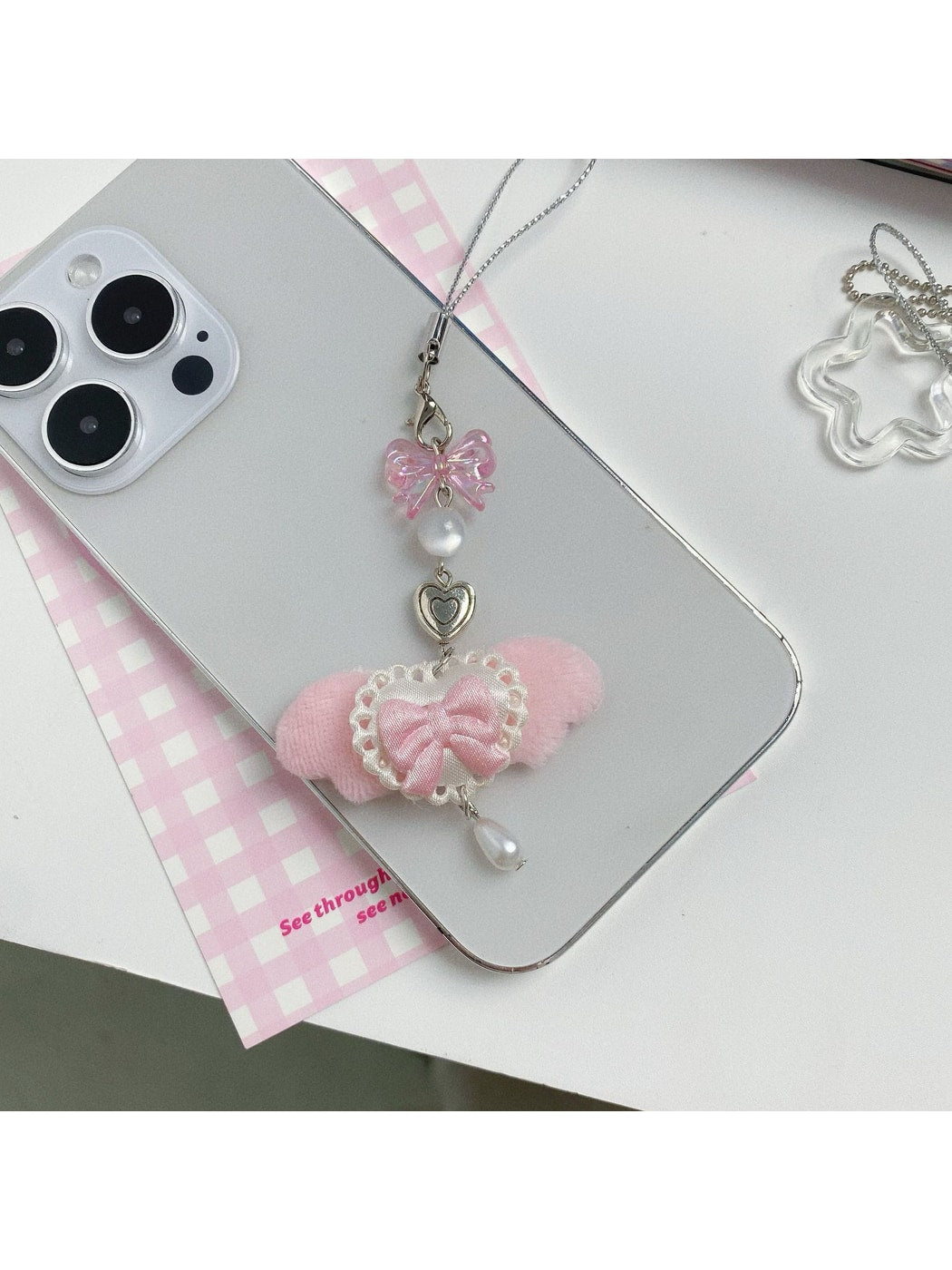 Keypus - Pink Angel Wing Bow Bag Charm Keychain