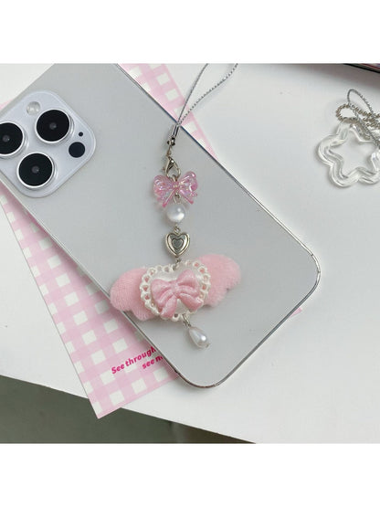 Keypus - Pink Angel Wing Bow Bag Charm Keychain