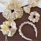 Gifty - Floral Ruffle Trim Polyester Fabric Scrunchie