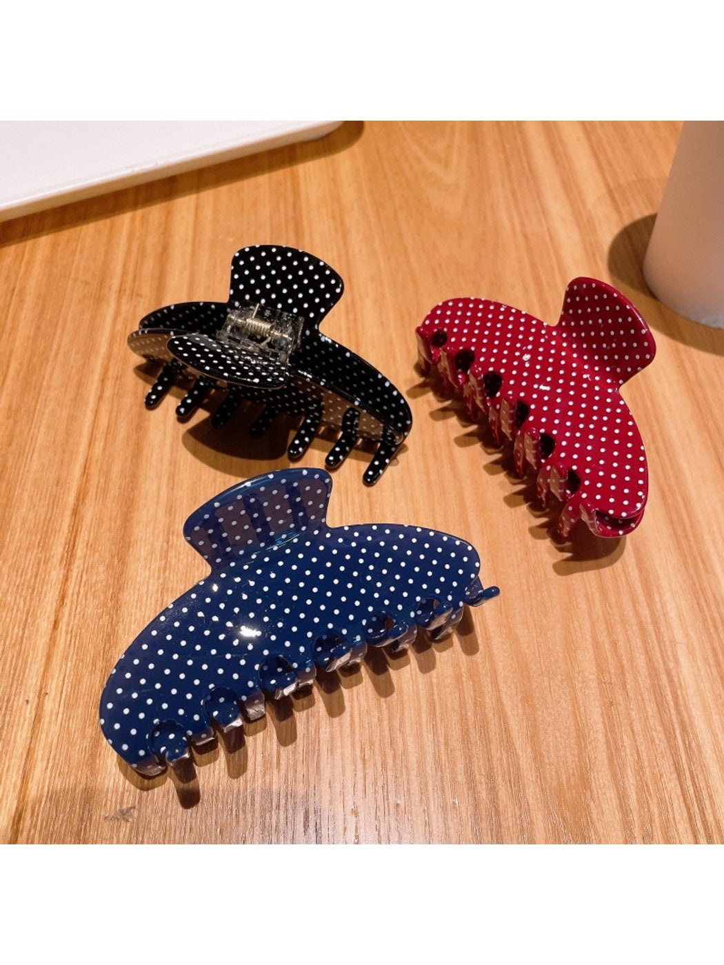 Beau - Polka Dot Acetate Semi-Circle Claw Clip