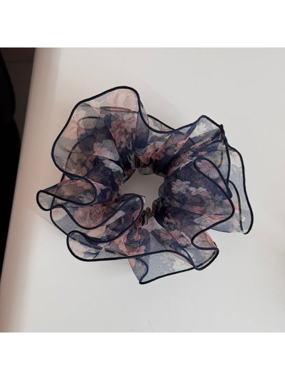 Gifty - Floral Print Irregular Sheer Hair Scrunchie