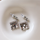 Earedge - Textured Geometric Drop Style Stud Earrings