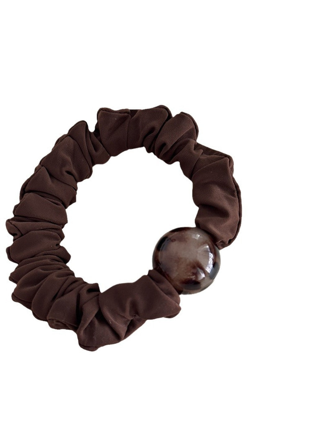 Gifty - Ruffled Leopard Print Ball Accent Scrunchie