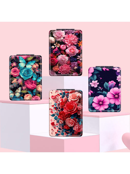 Mirroray - Floral Print Rectangle Compact Mirror