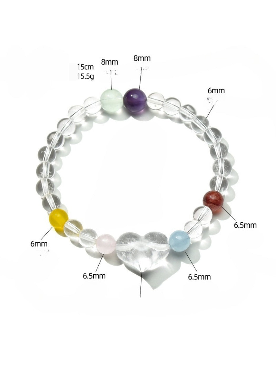 Lovra multi color crystal beaded bracelet displayed flat with clasp visible