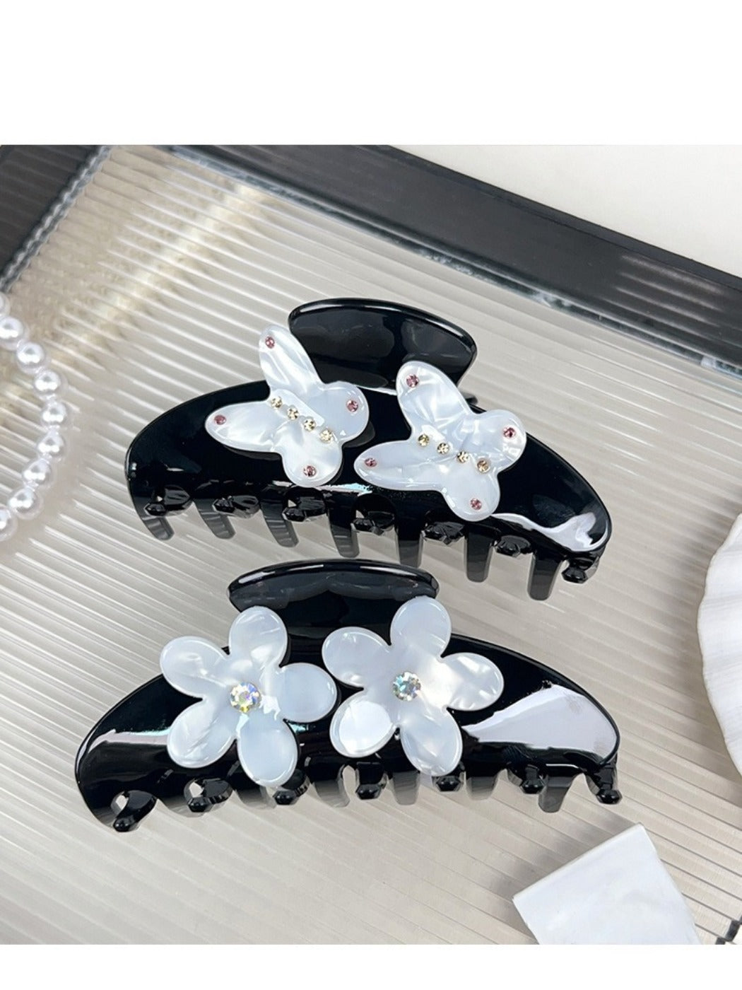 Beau - Floral Butterfly Half Moon Claw Clip