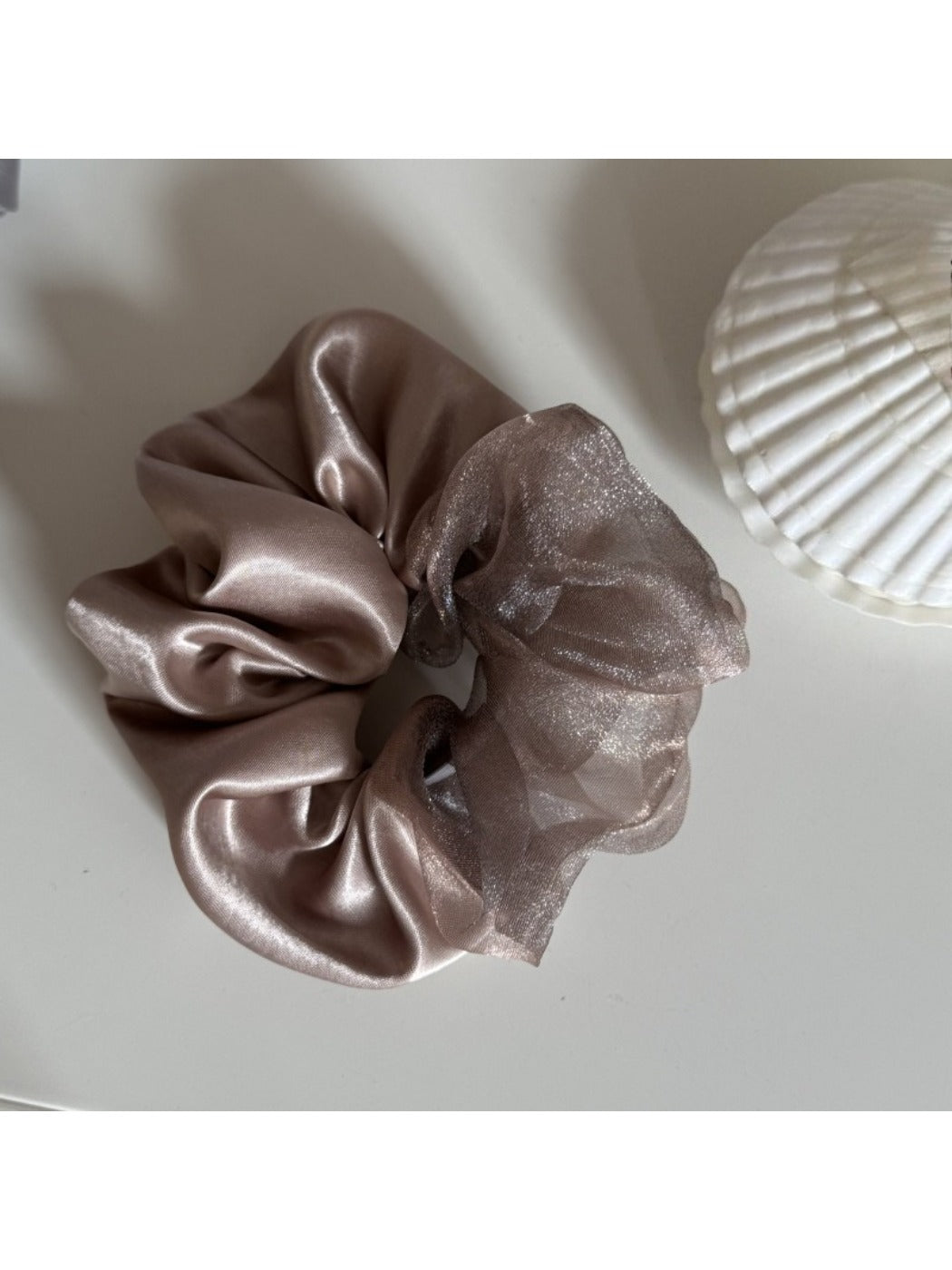 Gifty - Satin Paneled Ruched Scrunchie