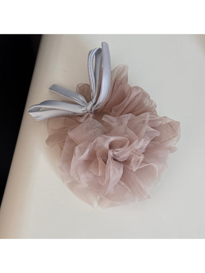 Gifty - Floral Ruffled Mesh Bow Scrunchie