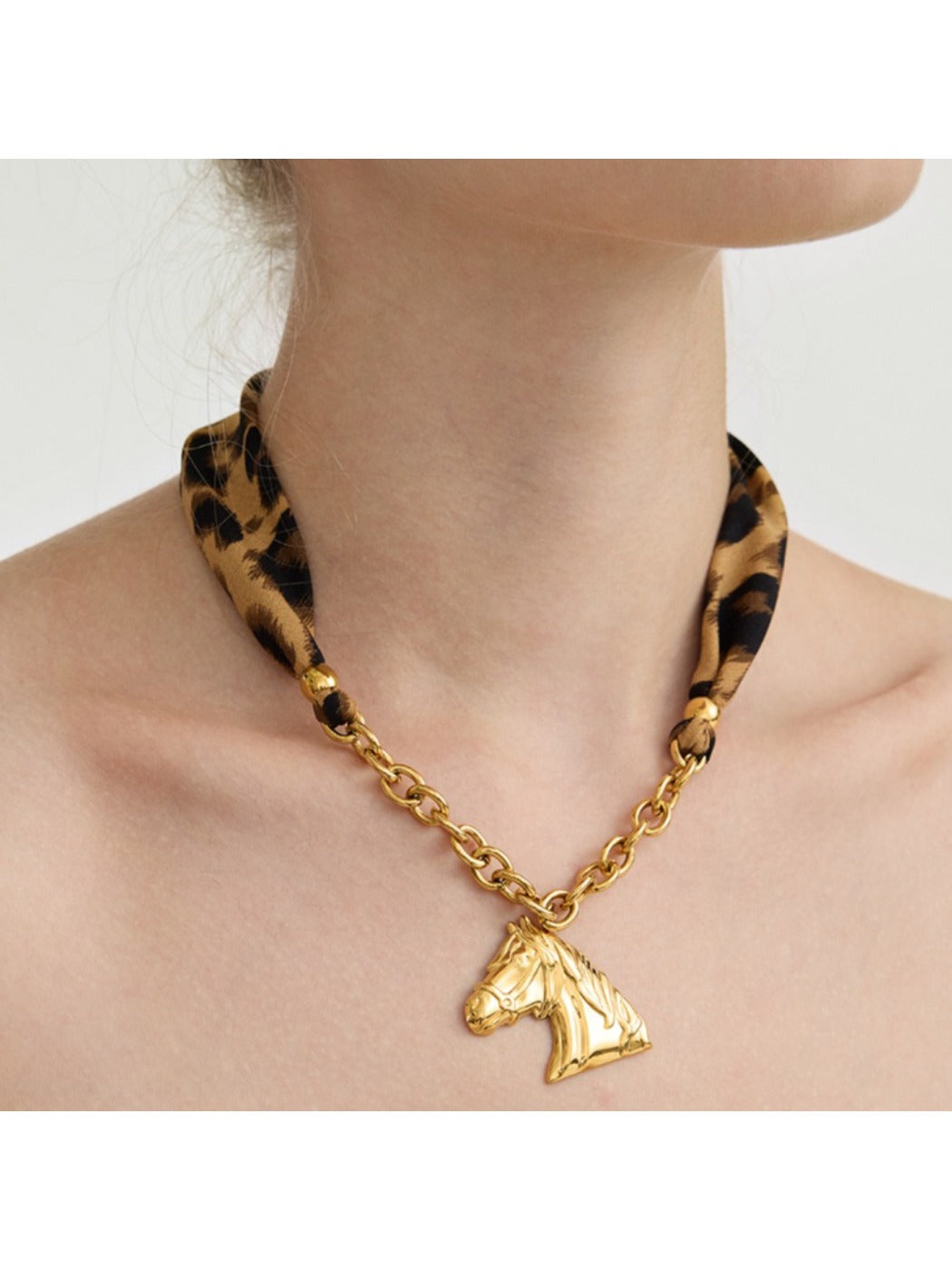 Earedge - Leopard Print Pony Pendant Necklace